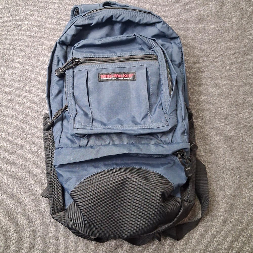 Nomadic Inc Wise-Walker Backpack Navy Blue Ripstop Nylon City Bag Orange Lining
